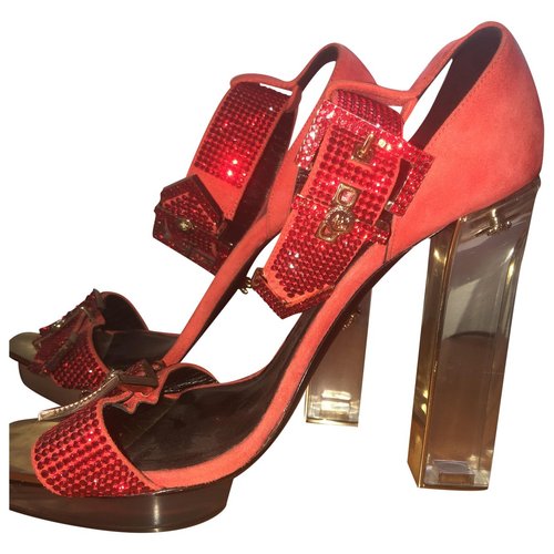 Pre-owned Versace Sandals In Red