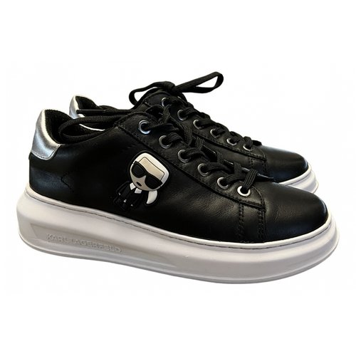 Pre-owned Karl Lagerfeld Leather Trainers In Black