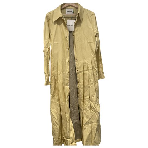 Pre-owned House Of Sunny Vegan Leather Maxi Dress In Yellow | ModeSens