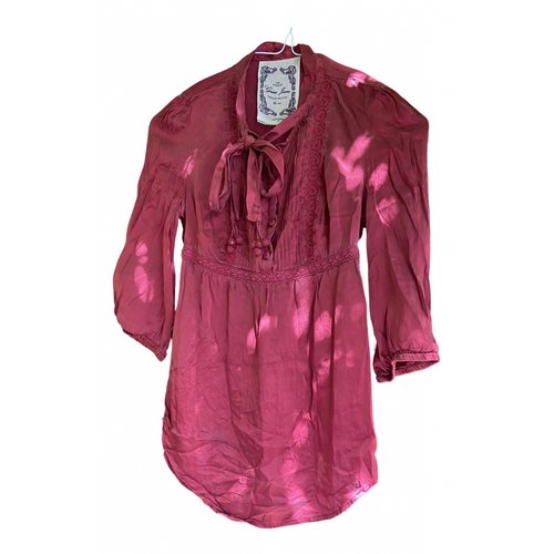 Pre-owned Guess Silk Blouse In Burgundy