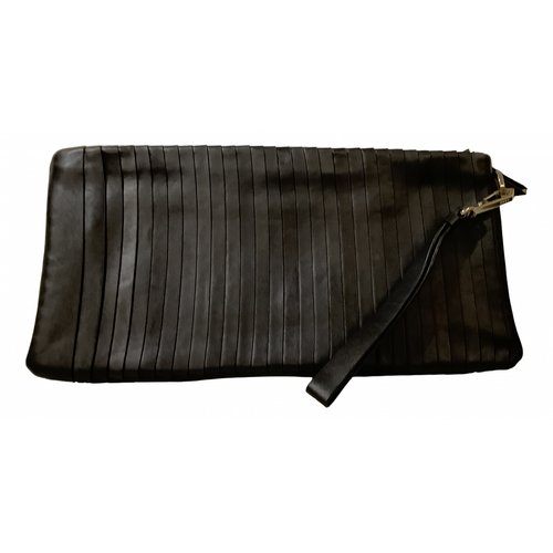 Pre-owned Dkny Pony-style Calfskin Clutch Bag In Black