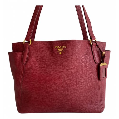 Pre-owned Prada Leather Tote In Red