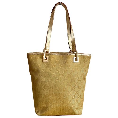 Pre-owned Gucci Cloth Tote In Gold