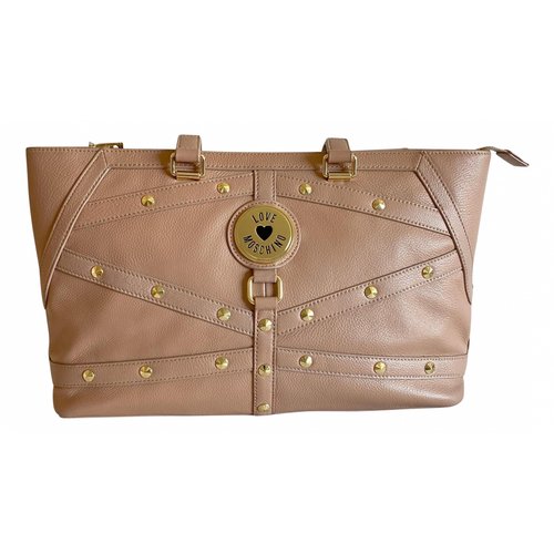 Pre-owned Moschino Love Leather Tote In Beige