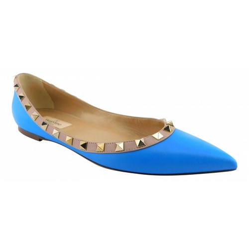 Pre-owned Valentino Garavani Leather Ballet Flats In Blue