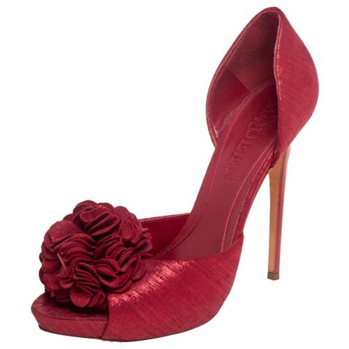 Pre-owned Alexander Mcqueen Cloth Flats In Red