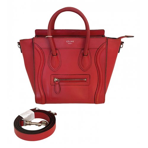 Pre-owned Celine Nano Luggage Leather Handbag In Red