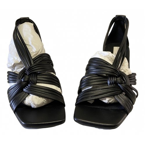 Pre-owned Stella Mccartney Vegan Leather Sandals In Black