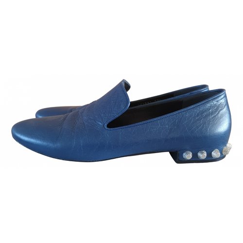 Pre-owned Balenciaga Leather Flats In Blue