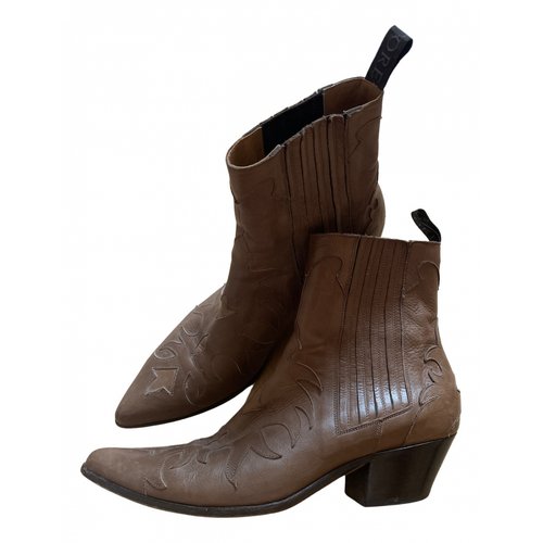 Pre-owned Sartore Leather Western Boots In Brown