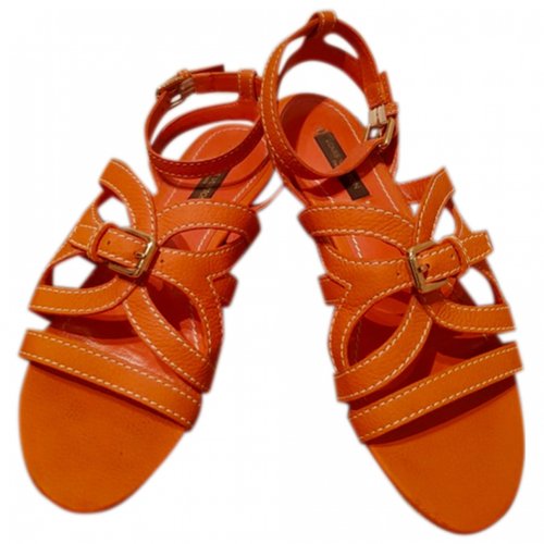 Pre-owned Louis Vuitton Leather Sandals In Orange