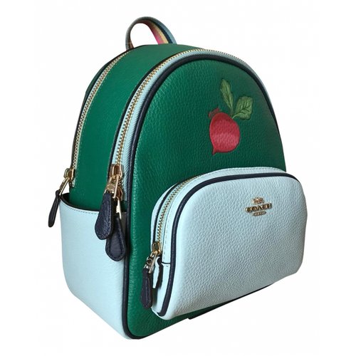 Pre-owned Coach Leather Backpack In Green