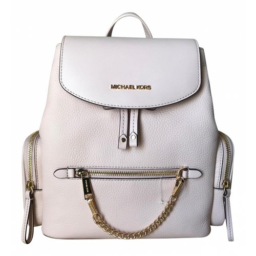 Pre-owned Michael Kors Leather Backpack In White