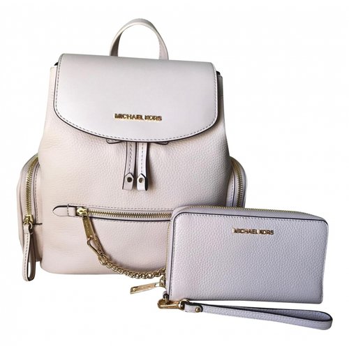 Pre-owned Michael Kors Leather Backpack In White