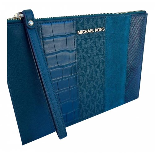 Pre-owned Michael Kors Leather Clutch Bag In Blue