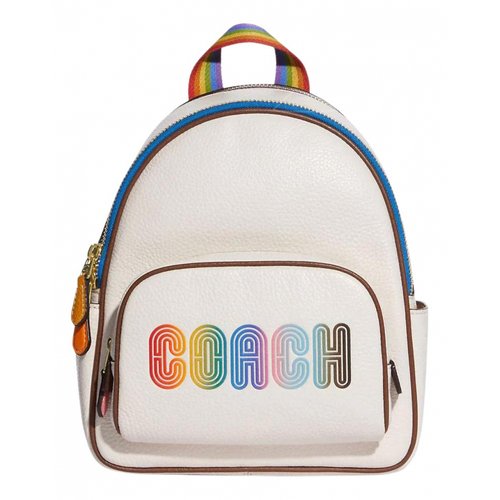 Pre-owned Coach Leather Backpack In White
