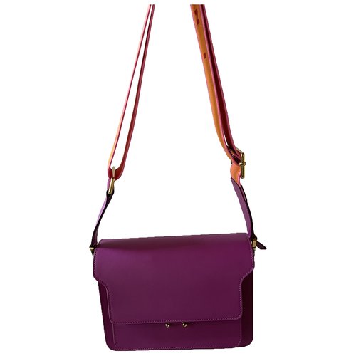 Pre-owned Marni Trunk Leather Crossbody Bag In Purple