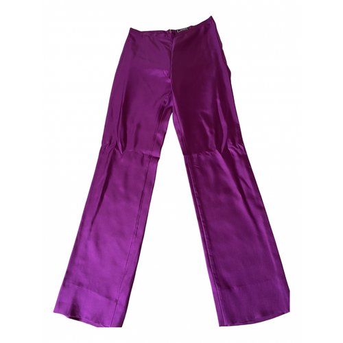 Pre-owned Versace Silk Straight Pants In Purple