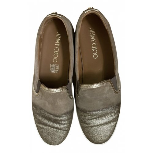 Pre-owned Jimmy Choo Glitter Trainers In Gold