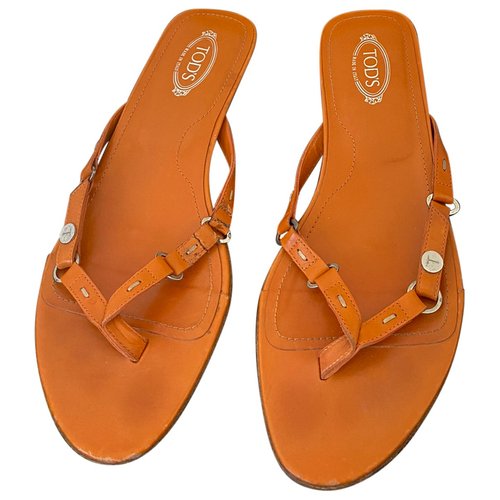 Pre-owned Tod's Leather Mules In Orange