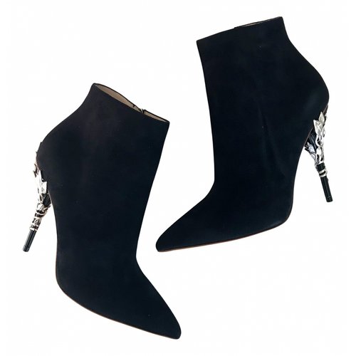 Pre-owned Ralph & Russo Leather Ankle Boots In Black
