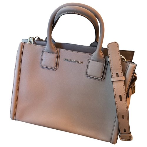 Pre-owned Karl Lagerfeld Leather Handbag In Grey