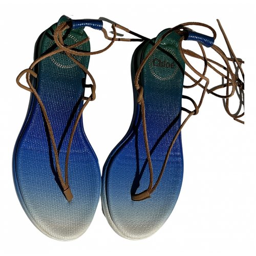 Pre-owned Chloé Leather Flip Flops In Green