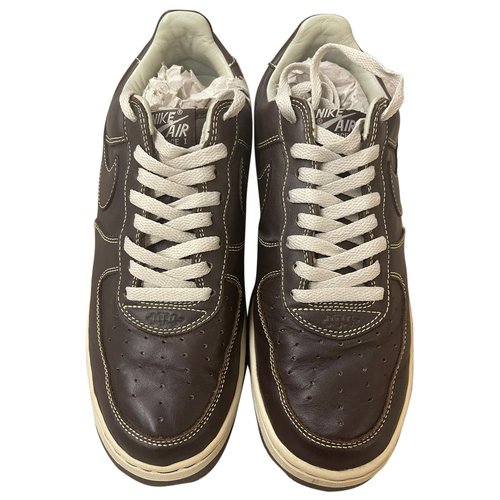 Pre-owned Nike Air Force 1 Leather Low Trainers In Brown