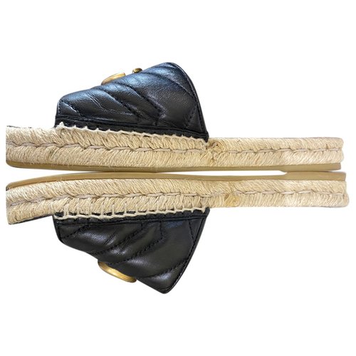 Pre-owned Gucci Leather Espadrilles In Black