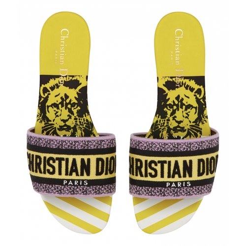 Pre-owned Dior Leather Sandals In Yellow