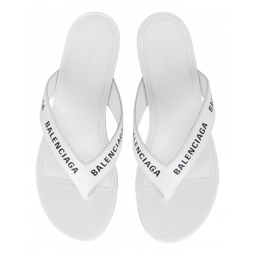 Pre-owned Balenciaga Leather Sandals In White