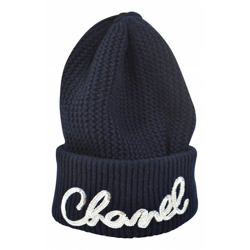 Pre-owned Chanel Cashmere Cap In Navy