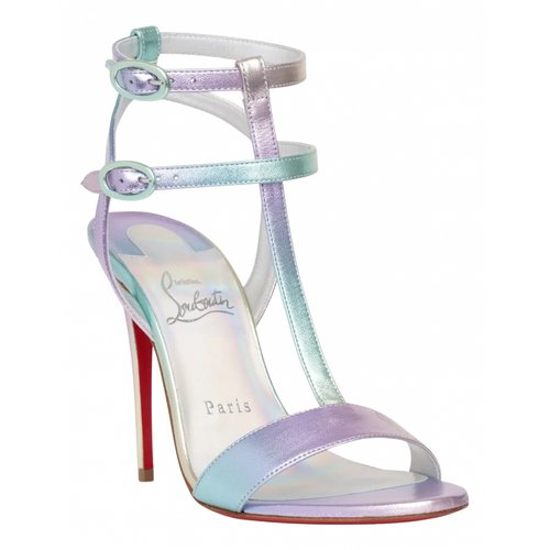 Pre-owned Christian Louboutin Leather Sandals In Purple
