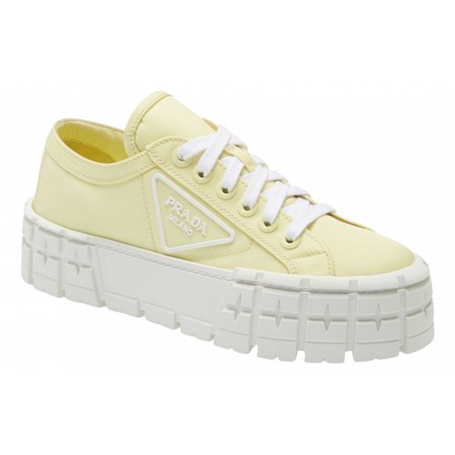 Pre-owned Prada Cloth Trainers In Yellow