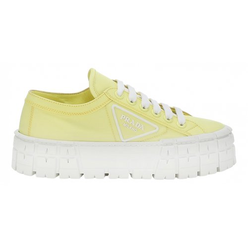 Pre-owned Prada Cloth Trainers In Yellow