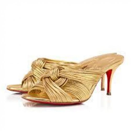 Pre-owned Christian Louboutin Leather Mules In Gold