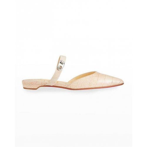 Pre-owned Christian Louboutin Leather Mules In Beige