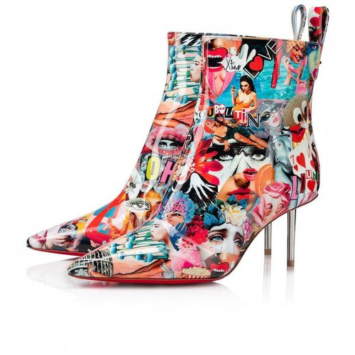 Pre-owned Christian Louboutin Patent Leather Ankle Boots In Multicolour