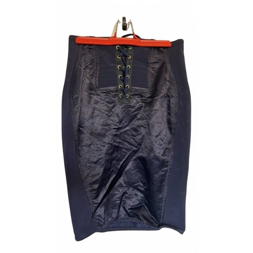 Pre-owned Jean Paul Gaultier Silk Skirt Suit In Navy