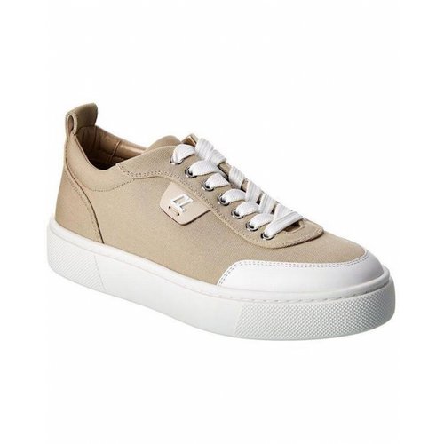 Pre-owned Christian Louboutin Cloth Trainers In Beige