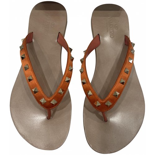 Pre-owned Valentino Garavani Leather Sandals In Orange