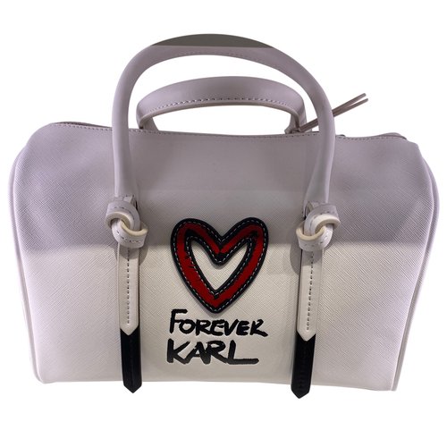 Pre-owned Karl Lagerfeld Vegan Leather Handbag In White