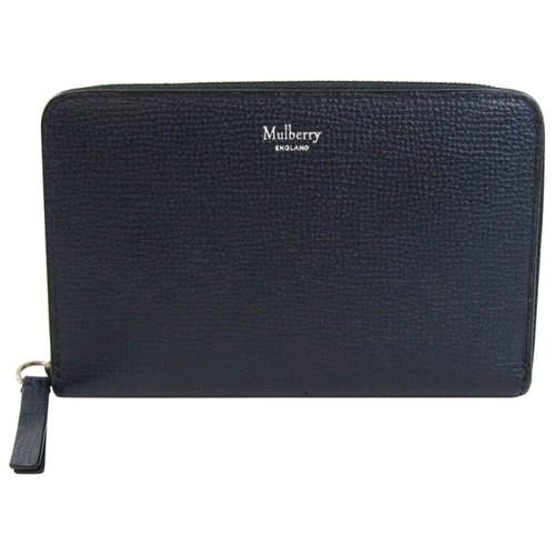 Pre-owned Mulberry Leather Wallet In Navy