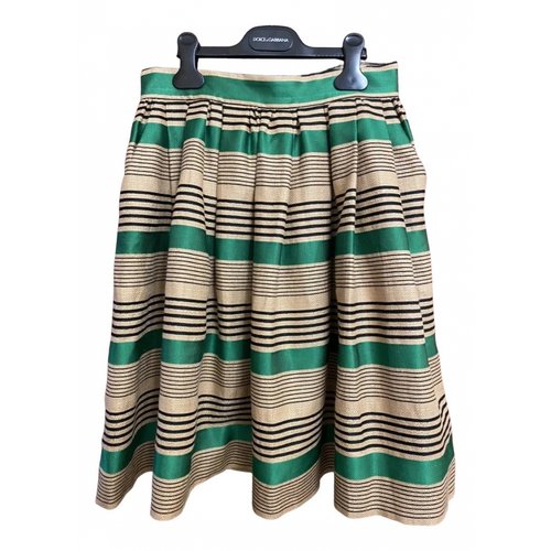 Pre-owned Dolce & Gabbana Linen Mini Skirt In Green