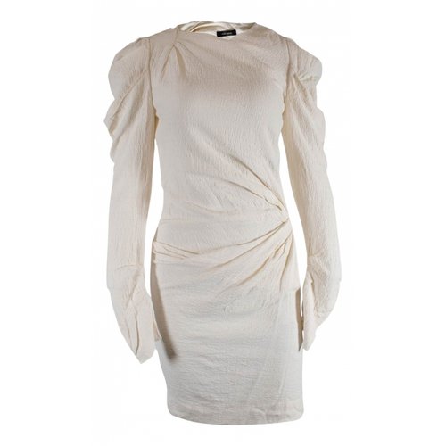 Pre-owned Isabel Marant Haeza Wool Mini Dress In White