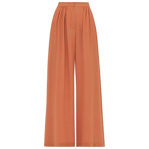 Pre-owned Max Mara Silk Straight Pants In Orange