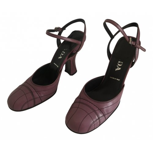Pre-owned Prada Leather Heels In Purple