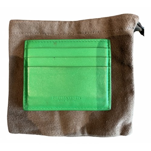 Pre-owned Bottega Veneta Leather Card Wallet In Green