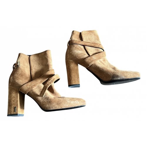 Pre-owned Saint Laurent Ankle Boots In Beige
