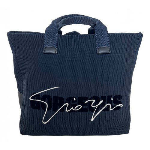 Pre-owned Giorgio Armani Cloth Weekend Bag In Navy